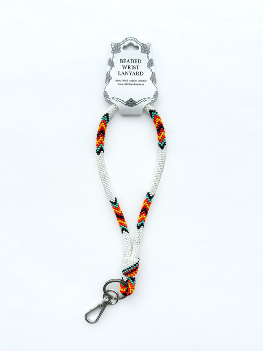 Beaded Wrist Lanyard 7" (White)