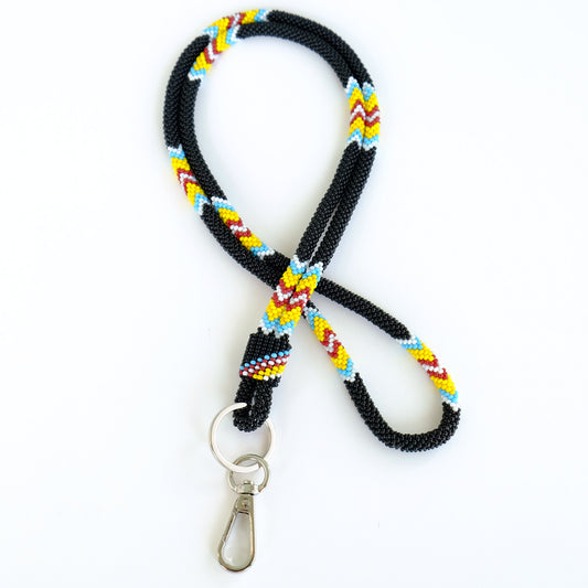 Beaded Wrap Lanyard (Black)