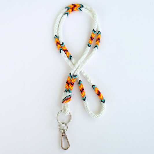 Beaded Wrap Lanyard (White)