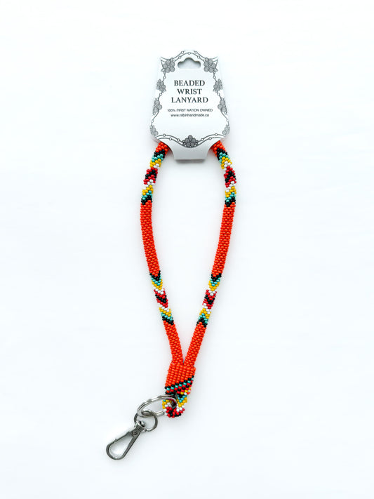 Beaded Wrist Lanyard 7” (Orange)