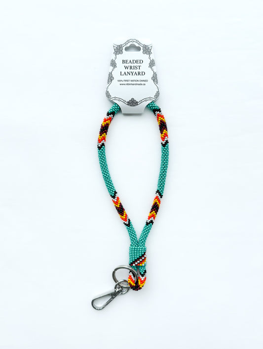 Beaded Wrist Lanyard 7” (Teal)