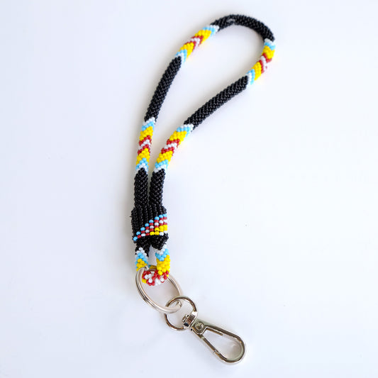 Beaded Wrist Lanyard 7” (Black)