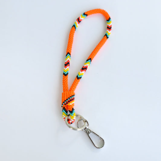 Beaded Wrist Lanyard 7” (Orange)