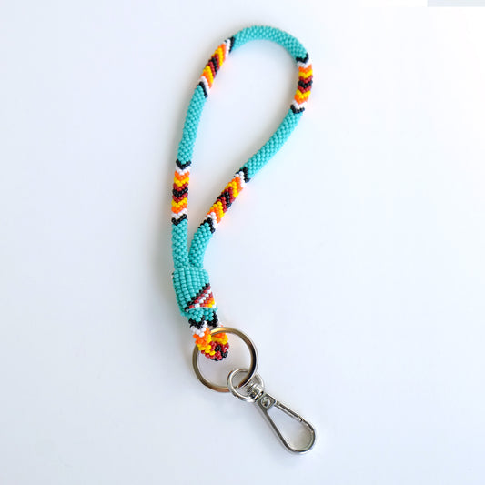 Beaded Wrist Lanyard 7” (Teal)