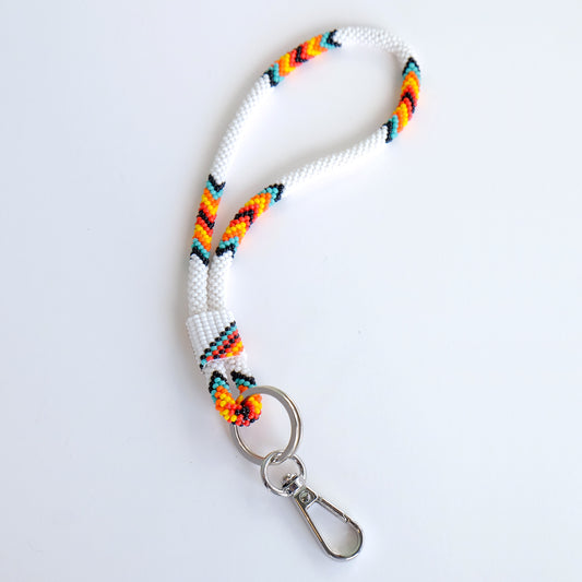 Beaded Wrist Lanyard 7" (White)